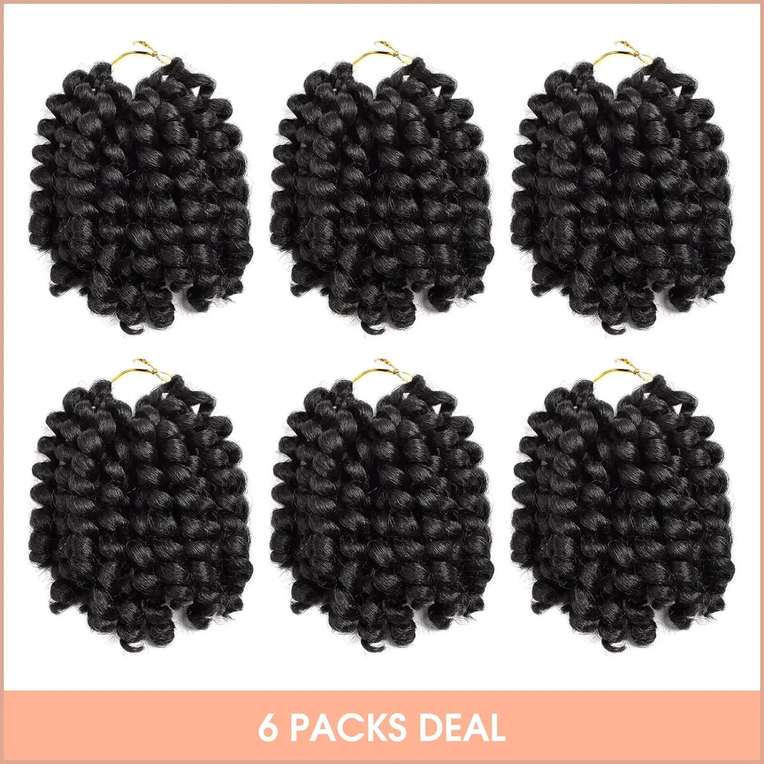 ( US ONLY) FAST SHIPPING WC | Toyotress® Wand Curl Crochet Hair - 6 Packs Jet Black Jamaican Bounce Crochet Hair, Short Bob Curly Crochet Braids Bouncy Curls Synthetic Braiding Hair Extensions Toyotress